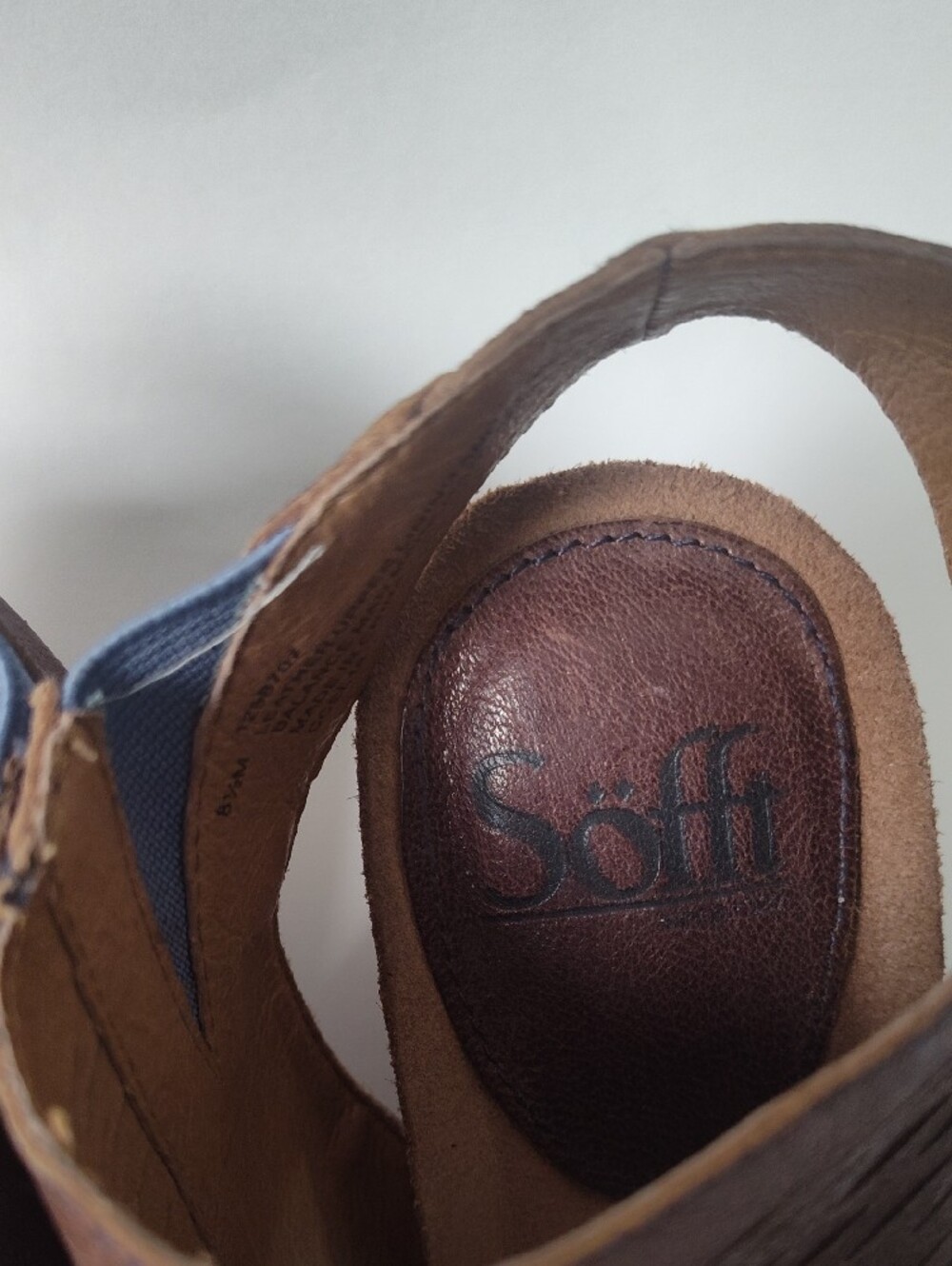 Sofft Brown Textured Leather Cuff Sandals with Ankle Strap - Picture 2 of 7